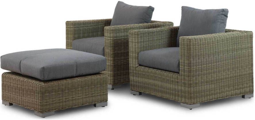 Garden Collections Toronto stoel-loungeset naturel 3-delig