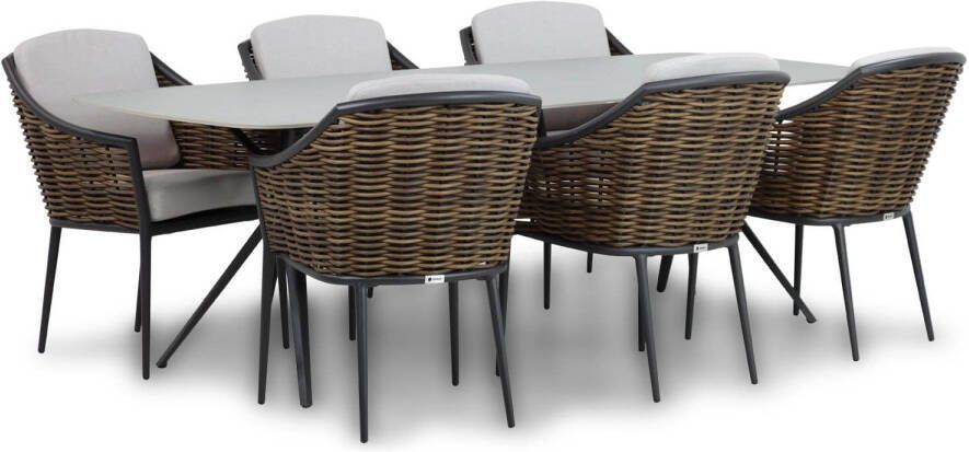Santika Furniture Coco Olivine Valerio 240 cm dining tuinset 7-delig
