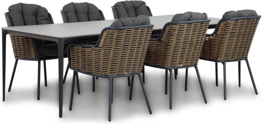 Santika Furniture Santika Fasano Gianna 240 cm dining tuinset 7-delig