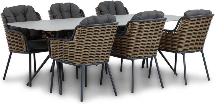 Santika Furniture Santika Fasano Valerio 240 cm dining tuinset 7-delig