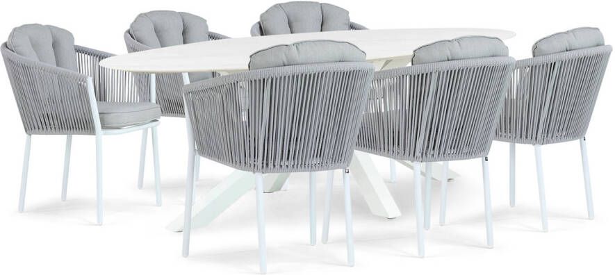 Santika Furniture Santika Novita Ellisse 240 cm dining tuinset 7-delig