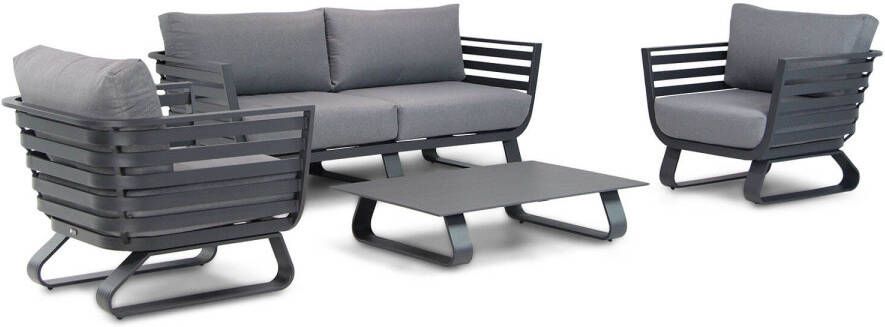 Santika Furniture Santika Sovita stoel-bank loungeset 4-delig antraciet