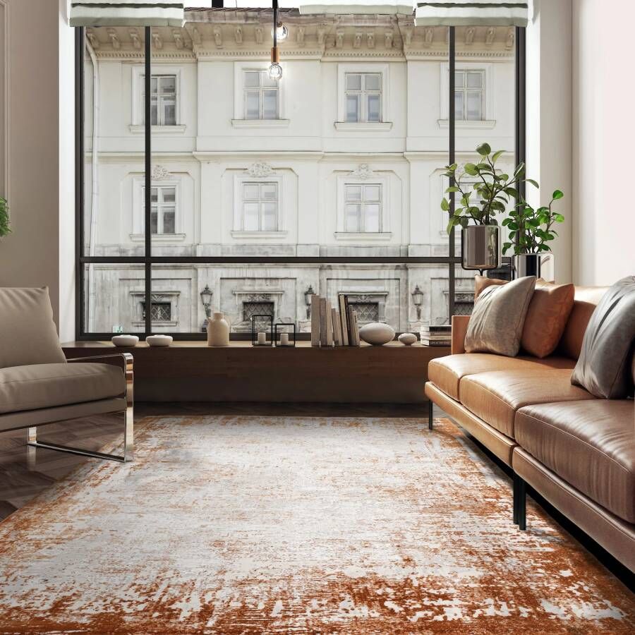 Easy Living Vloerkleed Kuza Border Terracotta Rug