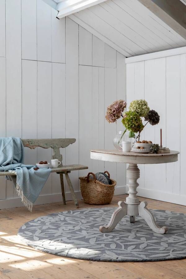 Laura Ashley Cleavers Dark Steel Round 80904 200 rond Vloerkleed