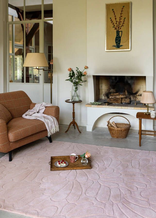 Laura Ashley Laagpolig Vloerkleed van | Coleby petals Chalk pink