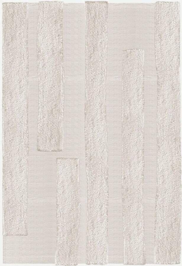 Layered Vloerkleed Punja Bricks Wool Rug Bone White