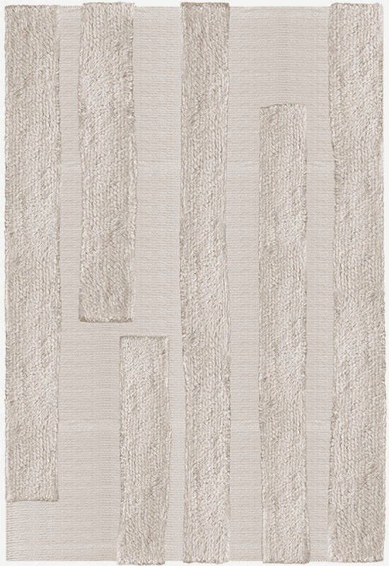 Layered Vloerkleed Punja Bricks Wool Rug Sand Melange 300x400 cm