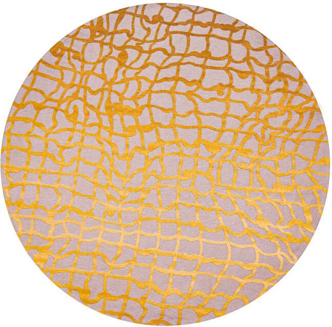 Louis de Poortere Rond vloerkleed Dedalo Mad Men 9205 Yellow Scarab 240 rond