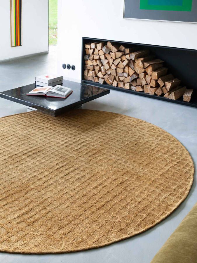 Louis de Poortere Rond vloerkleed Trammel Structures 9248 Roman Gold 240 rond