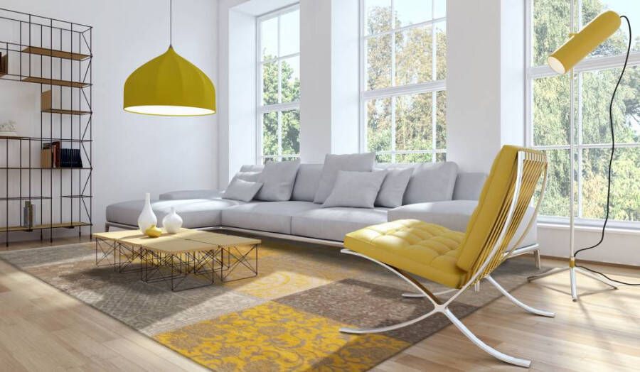 Louis de Poortere Vloerkleed Vintage Patchwork Yellow 8084 (outlet) 170x240 cm