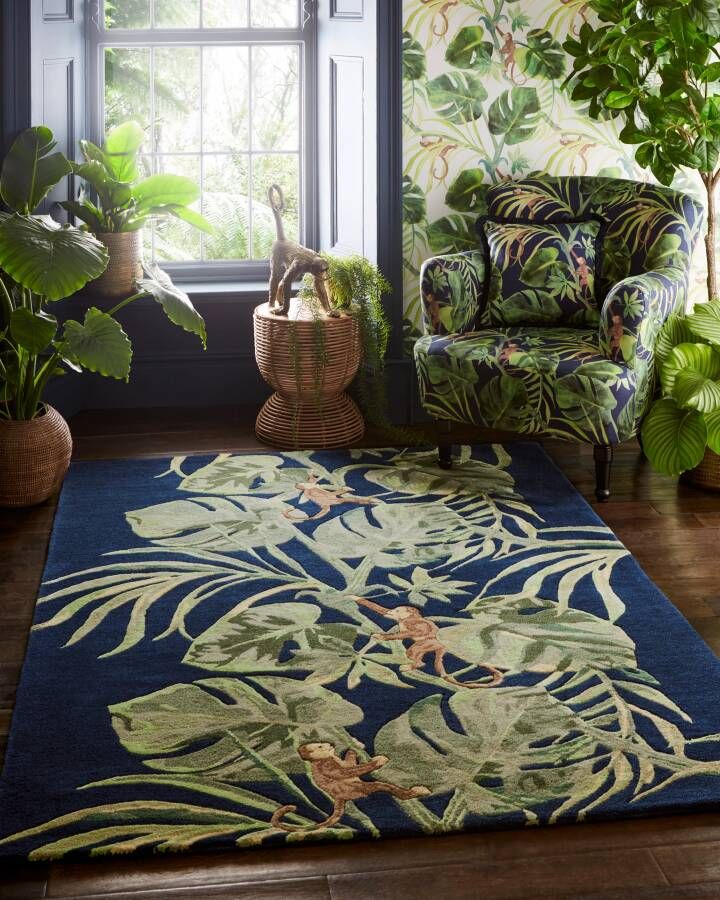 MOMO Rugs Clarke & Clarke Monkey Business Indigo Blue
