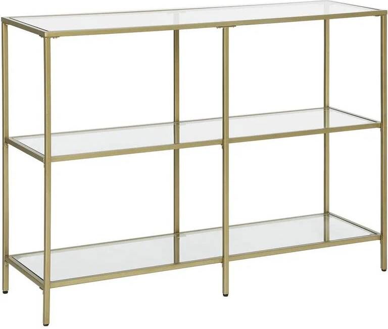 Acaza Console Tafel Bijzettafel met drie Niveaus van gehard glas Goudkleurig - Foto 2