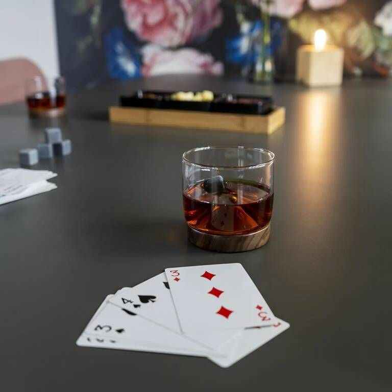 Aretica Whiskey glas met houten onderzetter Bruin set van 2