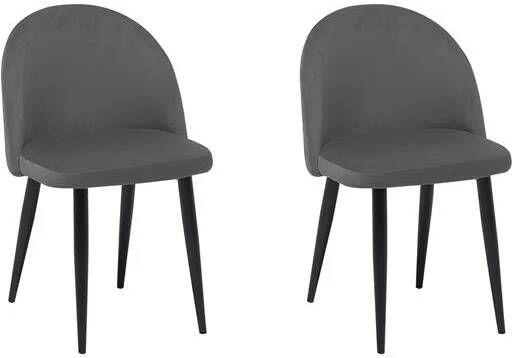 Beliani VISALIA Eetkamerstoel set van 2 Grijs Fluweel