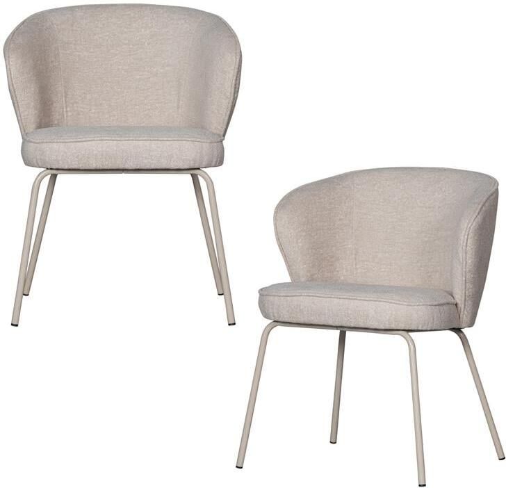 BePureHome Admit Eetkamerstoelen Polyester Pebble Set van 2