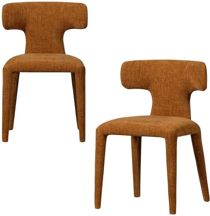 BePureHome Permit Eetkamerstoelen Polyester Cinnamon Set van 2