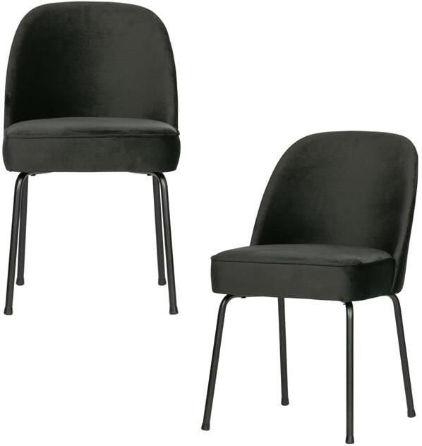BePureHome Vogue Eetkamerstoel Fluweel Zwart Set van 2 - Foto 2
