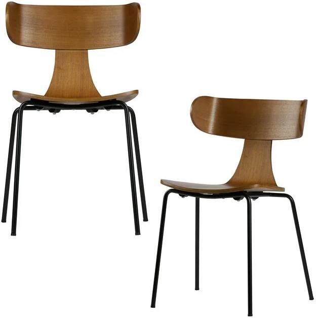 BePureHome FORM HOUTEN STOEL MET METALEN POOT BRUIN - Foto 2