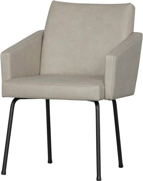 Mount Eetkamerstoel Met Armleuning Leerlook Naturel