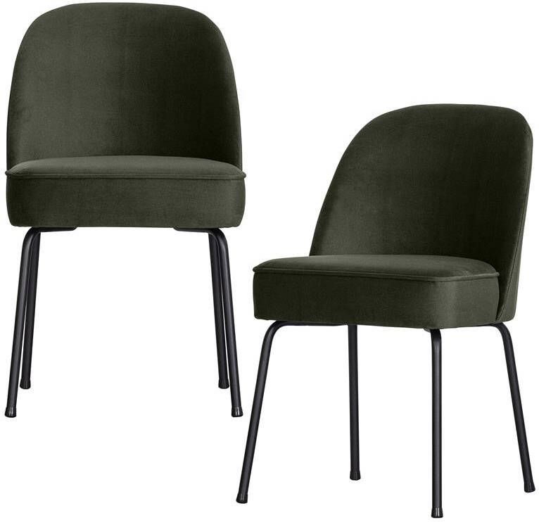 BePureHome Vogue Eetkamerstoelen Fluweel Donkergroen Set van 2