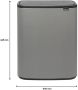 Brabantia Bo Touch Bin afvalemmer 60 liter met kunststof binnenemmer Mineral Concrete Grey - Thumbnail 2