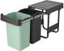 Brabantia Sort & Go Inbouw Prullenbak 2 x 15 liter Jade Green en Dark Grey - Thumbnail 2