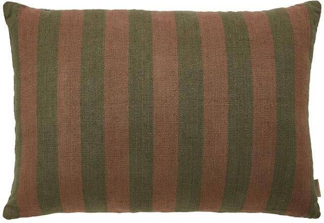 By fonQ Linen Stripe Sierkussen 40 x 60 cm Bruin Groen