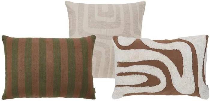 By fonQ Sierkussen Set van 3 Linen Stripe Groovy Wave