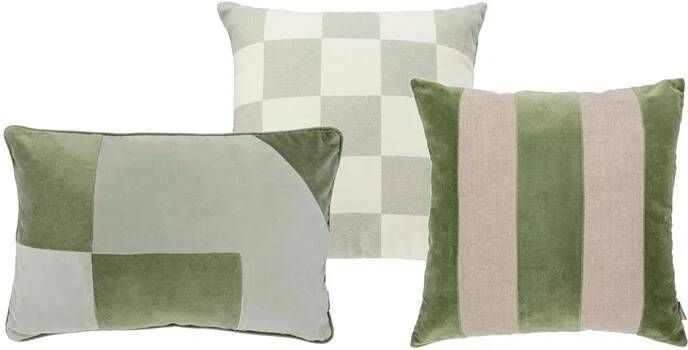 By fonQ Sierkussen Set van 3 Velvet Check Stripe