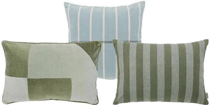 By fonQ Sierkussen Set van 3 Velvet Linen Stripe Linen Line