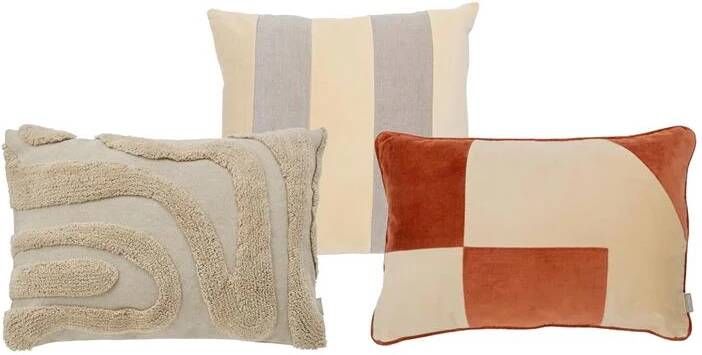 By fonQ Sierkussen Set van 3 Wave Stripe Velvet