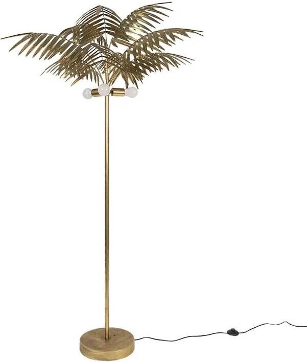Clayre & Eef Vloerlamp Palm Ø 100x193 cm Goudkleurig Ijzer Staande Lamp Goudkleurig Staande Lamp