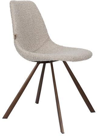 Dutchbone Franky Eetkamerstoelen Bouclé Beige Set van 2