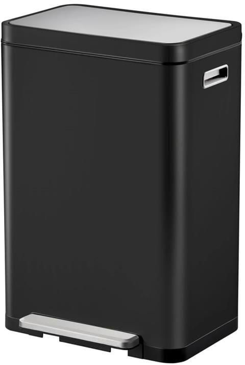 EKO X-Cube recycling pedaalemmer 20+20 liter Steel Stainless steel Polypropylene zwart glanzend mat RVS - Foto 1