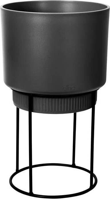 Elho B.for Studio Rond 22 Bloempot voor Binnen met Plantenstandaard 100% Gerecycled Plastic Ø 22.0 x H 38.2 cm Living Black - Foto 2