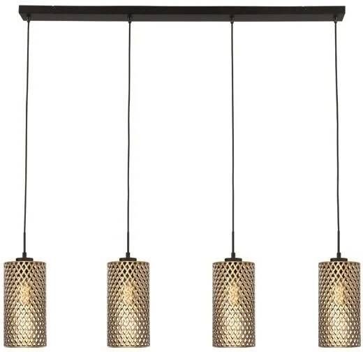 Freelight Hanglamp Cestino 4 lichts L 120 cm zwart goud