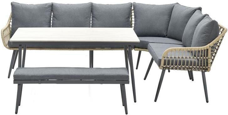 Van Kooten Tuin en Buitenleven Margriet loungediningset 6-delig carbon black natural mystic grey- Garden Impressions