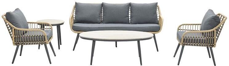 Van Kooten Tuin en Buitenleven Margriet loungeset 5-delig carbon black natural mystic grey