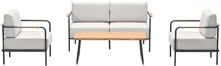 Garden Impressions Lisboa loungeset 4-delig carbon black desert sand teak look - Foto 3
