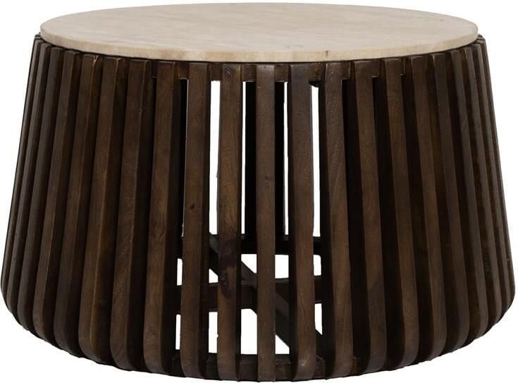 Giga Meubel Salontafel Rond Travertin Bruin Ø70cm Salontafel Elisa - Foto 2