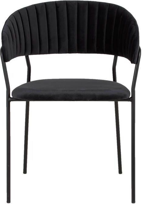 Giga Meubel Eetkamerstoel Zwart Velvet Stof & Metaal Zithoogte 48cm Stoel Turin Velvet Zwart - Foto 3