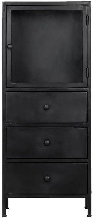 Giga Meubel Vitrinekastje Zwart Metaal 50x35x120cm Kast Djairo