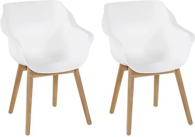 Hartman Sophie armchair tuinstoel met armleuning Wit set van 2 teak onderstel - Foto 2