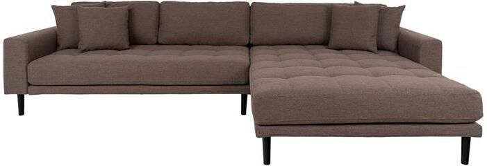Hioshop Lido bank loungebank rechts gericht met 4 kussens bruin.