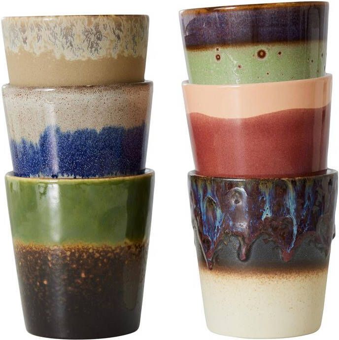 HKLIVING koffiekopje 70s (Ø7 5 cm) (180 ml) (set van 6)