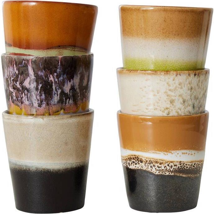 HKLIVING koffiekopje 70s (Ø7 5 cm) (180 ml) (set van 6)