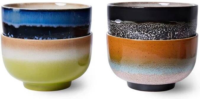 HKLIVING " 70's Noodle Kommen Ø 13 5 cm Set van 4 Groovy "