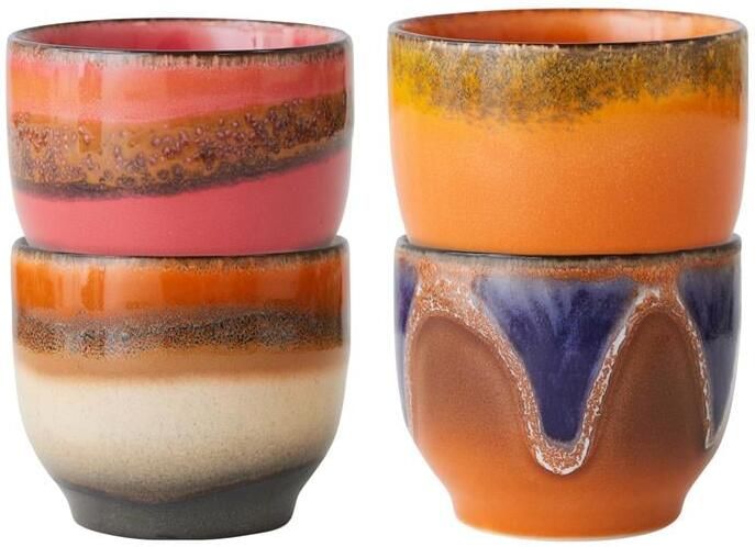 HKLIVING mok 70s (Ø8 cm) (250 ml) (set van 4)