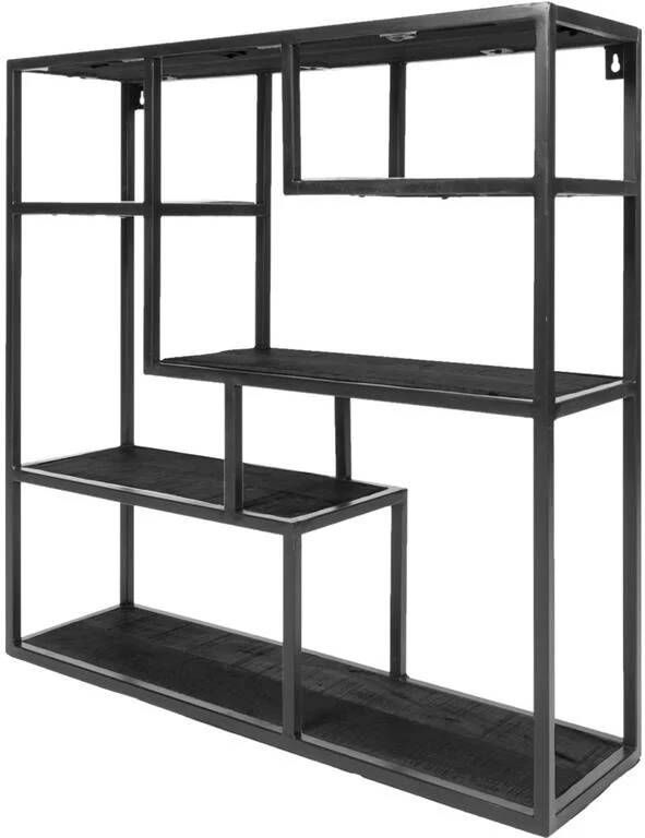 Home67 Wandkast Huub Zwart Mangohout 73 x 73 x 21 cm