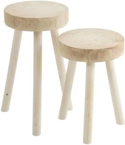 J-Line Krukjes Hout Wit Set van 2